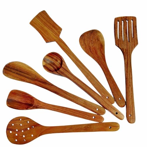 Crafted in India Wooden Spoon & Spatula Set, 7 pcs, 35.56cm