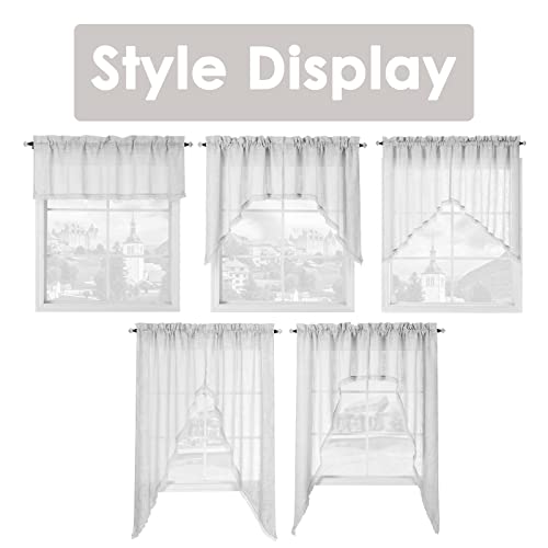 Beda Home Tassel Linen Textured Swag Curtain Valance For Farmhouses’ Kitchen; Light Filtering Rustic Short Swag Topper For Small Windows Bedroom Privacy Added Rod Pocket Design(Nature 36X36-2Pcs) #TOP6