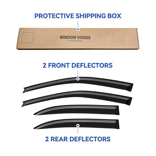 Image of Window Visors Rain Guards Shield for 2003-2008 Toyota Corolla, Out-Channel Window Vent Wind Deflectors Visors Shades for 03-08 Corolla