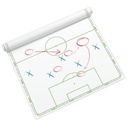 Taktifol Taktikfolie Fußball selbsthaftend - Mobile Taktiktafel Fussball mit 25 Bogen pro Rolle beschreib- & Wieder abwischbar Format 60x80cm - Fußball Trainer Zubehör für Spieltage & Training