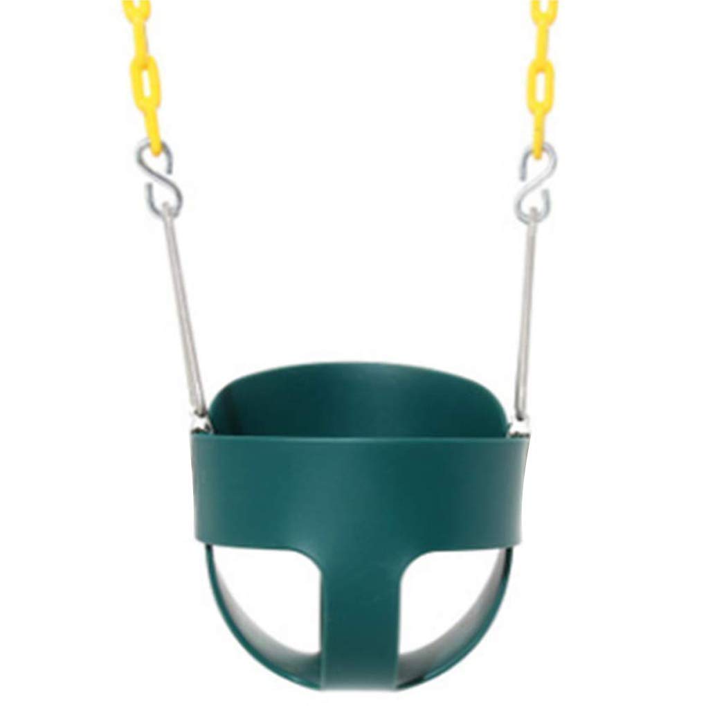 E EVERKING EverKing Heavy Duty High Back Full Bucket Toddler Swing Seat with Coated Swing Chains and Snap Hooks- Swing Set Accessories (Dark Green)