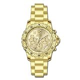 INVICTA Pro Diver Men 43mm Acciaio inossidabile Oro Quadrante Oro PC32 Quarzo, Oro, Large, classico
