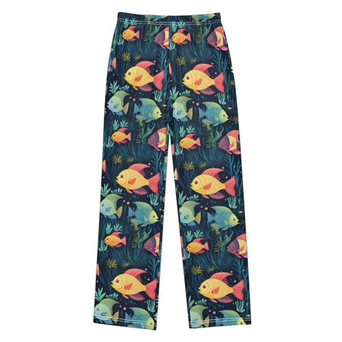 Tropical Marine Animals Fishes Pajamas Bottoms with Pockets Comfy Pjs Sleepwear Elastic Waistband Pajamas Pants Lounge Pants