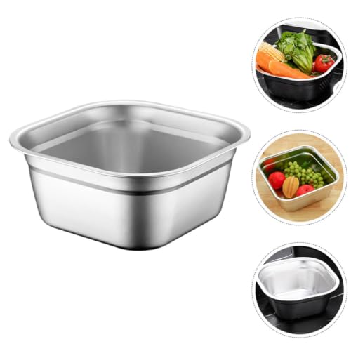 Lavabo de acero inoxidable de alta resistencia juego cuadrado multiusos de 2 piezas 8