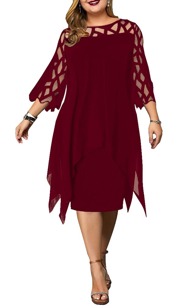 Silver Basic Vestido de Trabajo Formal para Mujer Vestido de Gasa de Verano Transpirable Vestido Elegante para Invitados de Boda Tallas Grandes L-6XL