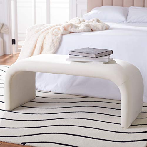 SAFAVIEH Furniture - Tenko Bench - Cream - Solid Wood - Modern Shearling Design - Ideal for Entryway, Bedroom, Living Room, 18.5' Seat Height - Fully Assembled (BCH1300A)
