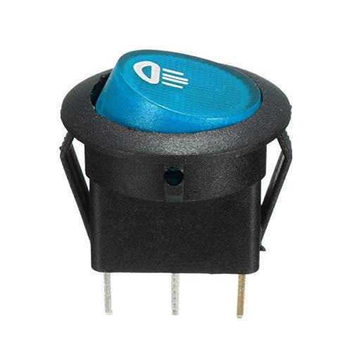 CentIoT - Illuminated LED SPST ON/OFF Push Button Round Rocker Switch - 3 pin 4.8mm terminals - for Car/Boat/Auto/Van LED Lamp Dash Light - (12V, Blue)-image-40
