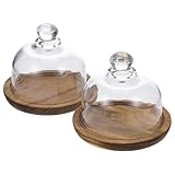 Facile à nettoyer : le plateau en bois et la cloche en verre sont faciles à nettoyer, ce qui simplifie l'entretien. présentoir à gâteaux avec couvercle
