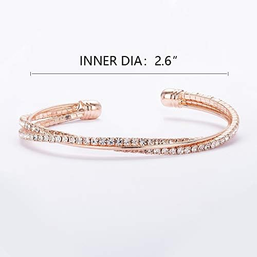 IDesign Valentine Day Gift Rhinestone Cuff Bracelet Bangle Sparkly Cute Bridesmaid Wedding jewelry gifts