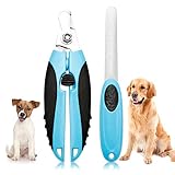 Kasimir Cortaúñas para Mascotas Perro y Gato con Protector y traba de Seguridad Tijeras Uñas Profesional de Acero Inoxidable Apto para Razas Medianas y Grandes con Lima de Uñas Veterinaria Utilizar