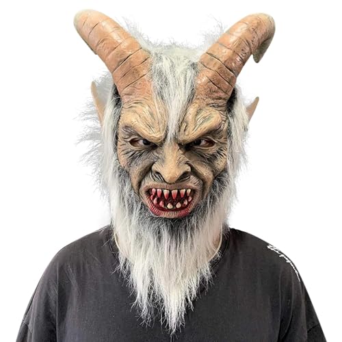Generisch Costume de Krampus - Masque de chèvre démon - Masque de diable en latex naturel respirant - Pour carnaval, monstre, cosplay