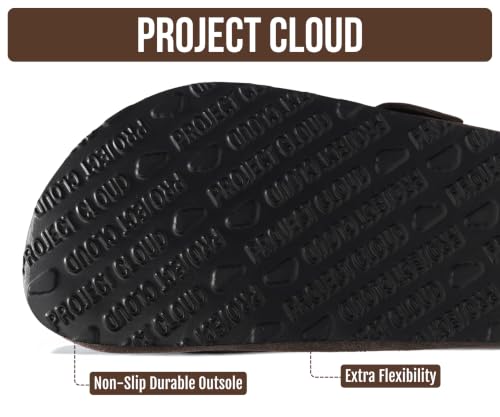 Image of Project Cloud 100% Genuine Leather Clogs for Women Shoes - Memory Foam Insole, Non-Slip & Natural Cork Footbed Arch Support Big Buckle Womens Clogs and Mules Footwear (Manchester)