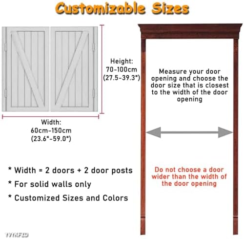 Solid Wood Cafe Doors - 180° Double Swing, Auto Close, Metal Hinges, Grey Interior Partition - 28"x32" for Restaurants, Bars & Cafes - W70xH80cm