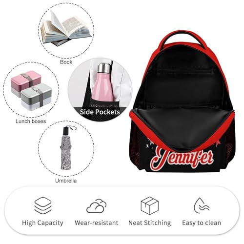 Custom Red Cheer Black White Cheerleading Girl Bow Kids' Backpack Personalized Child Daypacks Shoulder Bag for Primary Junior High University Gift4