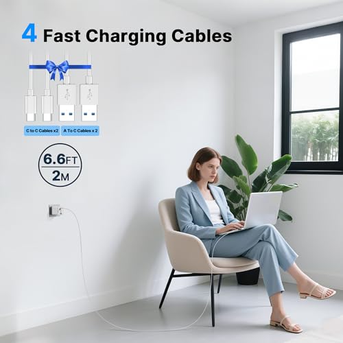 Image of 2 Pack 200W USB C Charger Block, Foldable 4-Port GaN5 Super Fast Charger USB C, Dual 65W Type C Charging Block, Laptop Fast Charging Adapter for MacBook Pro /Air, iPad, iPhone, Samsung Galaxy White