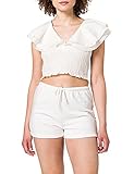 Verschluss: zum Überziehen NA-KD Damen Smocked Waist Top Bluse, weiß, 40 EU