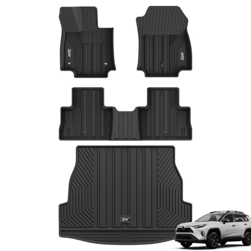 Image of 3W Floor Mats & Trunk Mat for Toyota RAV4 2019-2025 TPE Custom Fit Hybrid