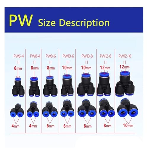 Reductor de tes recto de 8mm a 6mm para sistemas neumáticos de aire 3