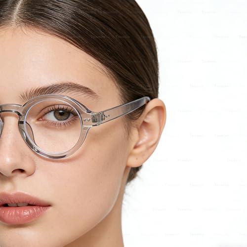 Image of Round Black Glasses for Men Women Thick Circle Blue Light Glasses Hippie Costume Eyewear