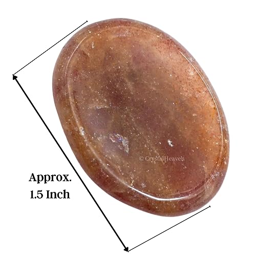 Image of Certified Strawberry Quartz Crystal Thumb Worry Pebbles Stones for Anxiety Stress Relief Massage - AAA Grade Original Healing Gemstone Agate Rubbing Stone for Yoga Meditation Spiritual Reiki Feng Shui