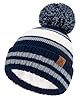 Bequemer Laden Bonnet Pompon Hiver Enfants et Tout-Petit, Chaud Doublé de Polaire, Bonnets Skull pour 2-7 Ans Cadeau Garçon Fille Bebe