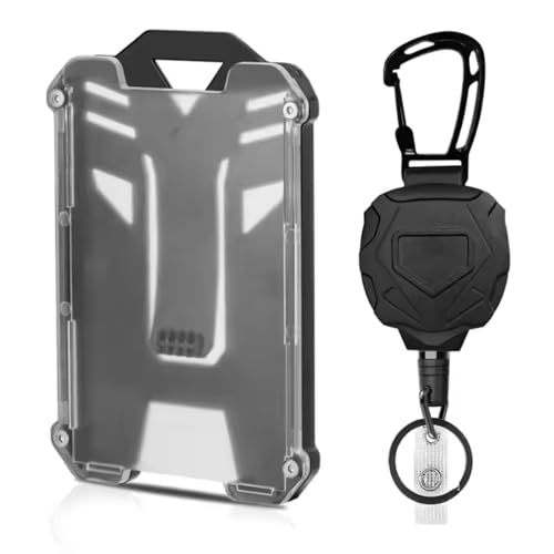 Retractable Metal Keychain Badge Holder – Heavy Duty Carabiner Clip, Key Reel with Steel Cord for ID Badge, Keys, Work Pass – Keychain for Office, Security, Nurses