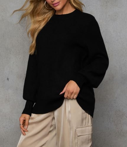 Lacozy Long Sleeve Sweaters for Women Turtleneck Pullover Lantern Knit Sweater Casual Jumper Tops Fall Fashion Trendy3