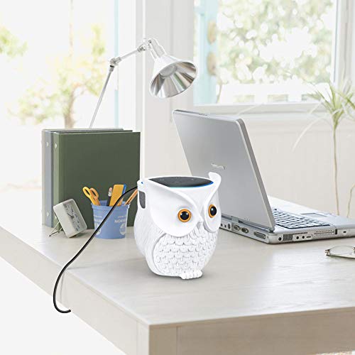 IDEALHOUSE Owl Echo Dot Holder Stand, Owl Statue Smart Speaker Holder Stand for Echo Dot 3rd and 2nd and 1st Generation, Cartoon Decor Owl Shape Home Decor - White