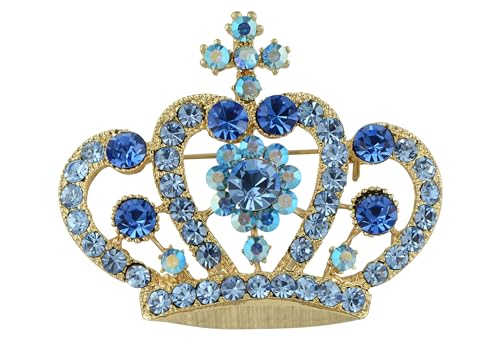 Image of Alilang Amethyst Purple Multi-Colored Crystal Rhinestone Royal Princess Queen Crown Brooch Pin