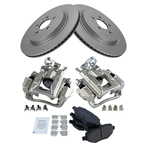 Image of TRQ Rear Brake Pad and Rotor Set Ceramic Coated Rotors Calipers | For 2015 Ford Explorer