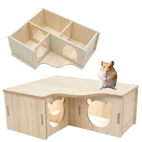 3-Zimmer Hamster Haus Mehrkammernhaus Hamster Natürliches Holz Hamsterhaus Aus Holz Zwerghamster Zubehör Hamster Versteck Mehrkammernhaus Hamster Zubehör Hamsterhaus Klein Für Sichere Käfige