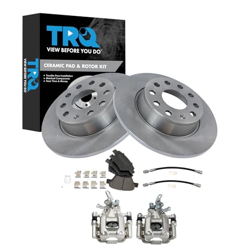 Image of TRQ Rear Brake Pad & Rotor Kit Ceramic Compatible with 2014-2015 Volkswagen Passat