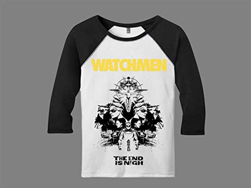 Camiseta Raglan Manga 3/4 Feminina Watchmen Tamanho:P;Cor:Branco-Preto