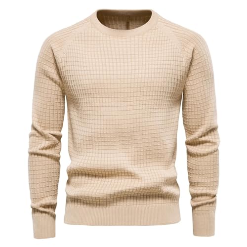 Men's Sweater High Neck Sweater Long Sleeve Knitted Pullover Winter Men's Warm Sweater Apricot M
