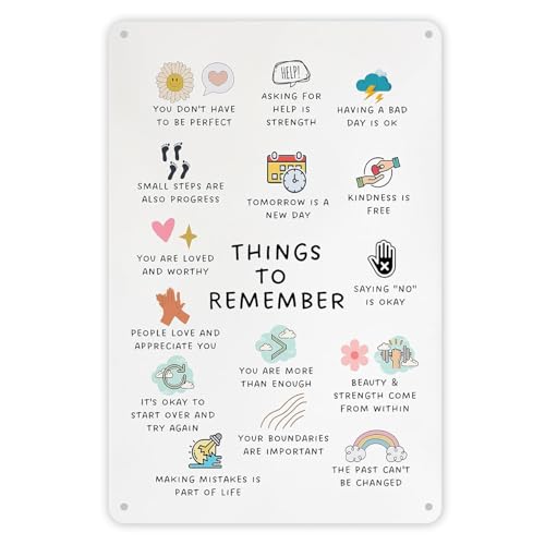 Image of Vintage Positive Metal Signs, Things to Always Remember Inspirational Quotes Wall Art for Motivational Gift, Retro Metal Wall Art for Bedroom, Office, Bar, Living Room Decor 11.8 x 7.8 Inch