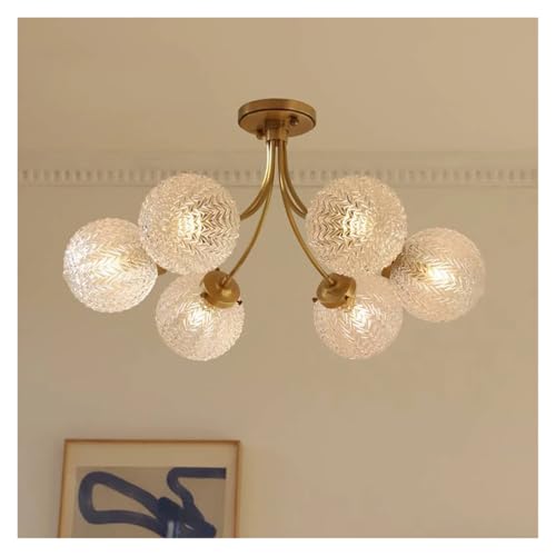 Lámpara de araña LED moderna de lujo, con bola de cristal de cobre, colgante for sala de estar, comedor, dormitorio, lámpara de techo for el hogar.