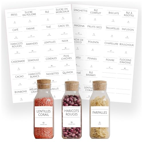 AVERY - Pochette de 48 étiquettes minimalistes prêtes à l'emploi pour bocaux de produits alimentaires, format carré 4,8x4,8cm