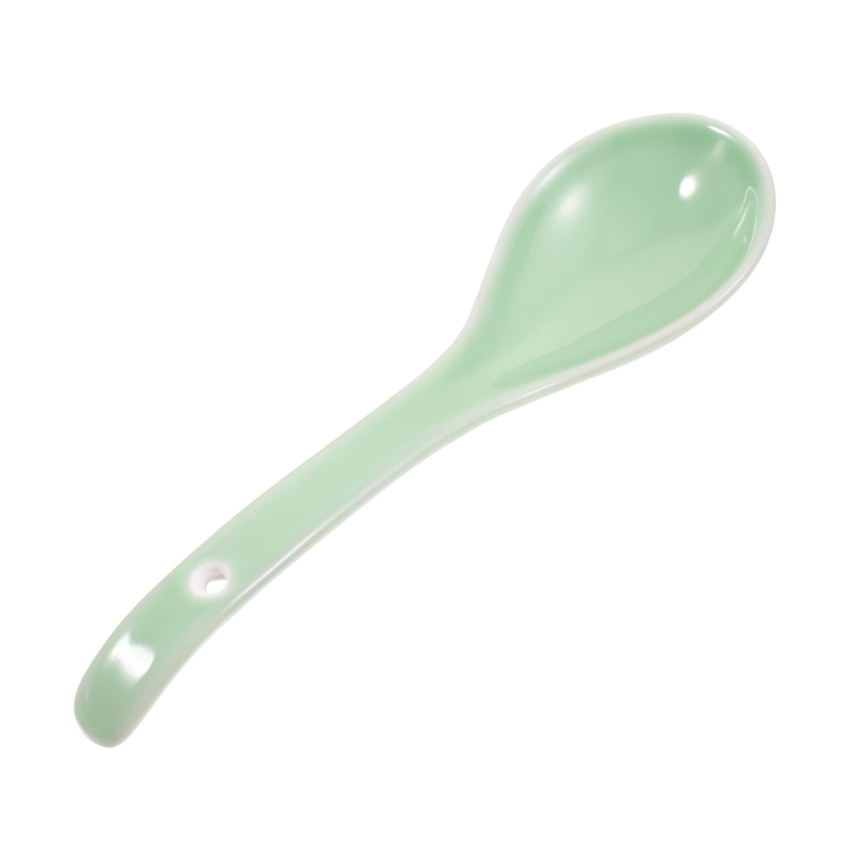GRIRIW Ceramic Spoon Retro Spoon Coffee Teaspoon Restaurant Spoon Tableware Soup Spoons Chinese Soup Spoon Rice Eating Spoon Home Use Soup Spoon Japanese Cuisine Spoons Green Ceramics