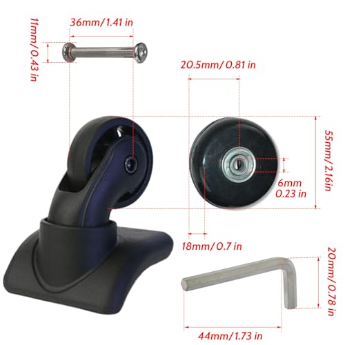 Replacement Luggage Wheels 55x18mm Suitcase Wheels Repair Repair Set Wear-Resistant Trolley Casters for Trolley Bag, Inline Skate and Caster Board2