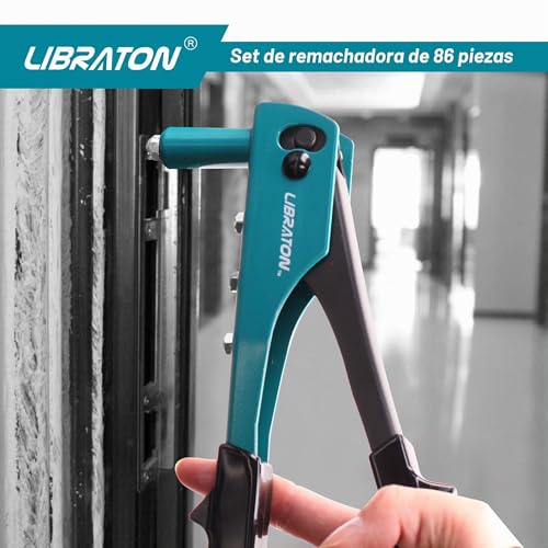 Miniatura 5 de Libraton Remachadora Manual De 80 Piezas, Pistola De Remaches Con Remaches De 4 Tamaños Hss Brocas, Herramienta Remachadora Profesional Para Automoción, Ferrocarriles, Muebles, Instrumentos