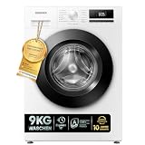 HEINRICHS Waschmaschine mit Dampffunktion, 9kg, 15 Programme, 1400 U/min., Aqua Stop, LED Display, inkl. Timer, mit Kindersicherung, langlebiger & effizienter Inverter Motor, Energieklasse A, weiß