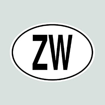 ZW Zimbabwe Country Code Oval Sticker Decal Vinyl Made in USA