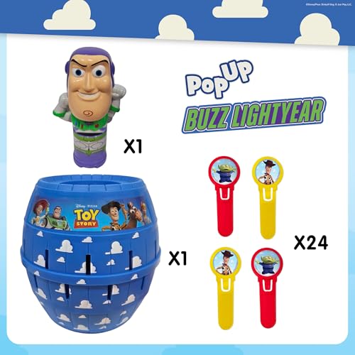 Image of TOMY Pop Up Buzz Lightyear Game, Toy Story Action Game for Kids, Funny jousting game with sticks, Disney Pixar Buzz Lightyear Family Game, Quick Response Game for 2-4 Players, Ages 4+