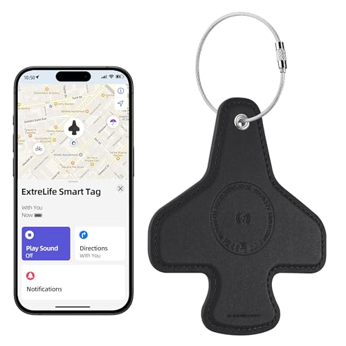 Luggage Tags for Suitcases, Works with Apple Find My, Airplane Travel Essentials for Flying, International Travel Must Haves,Anti-Lost Bluetooth Suitcase Bag Tracker Tag, Rechargeable, Classic Black