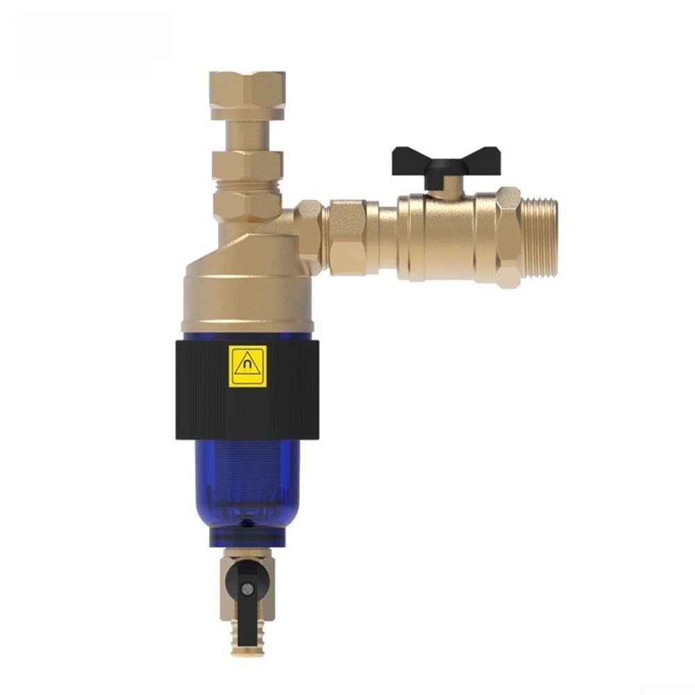 Separador magnético DN20 de 3/4" para caldera de calefacción, filtro de purga con llave de paso (dorado)