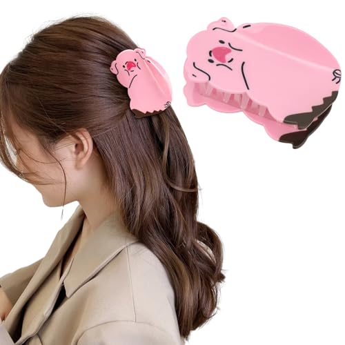 Pink Pig Hair Clips, Hapdoo Cute Novelty Animal Claw Clip for Women Girls, Acetate Funny Pig Hair Accessories Gifts miniatura 1