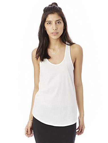 Alternative Women's Satin Jersey Shirttail Racerback Tank Top, White, X-Large