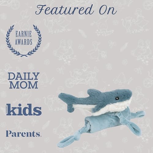 Image of MON AMI Seaborn Shark Plush Lovey for Babies | 13.5-Inch Knotted Security Blanket | Soft Plush Comfort Toy | Perfect Newborn Essential for Birthdays & Baby Showers
