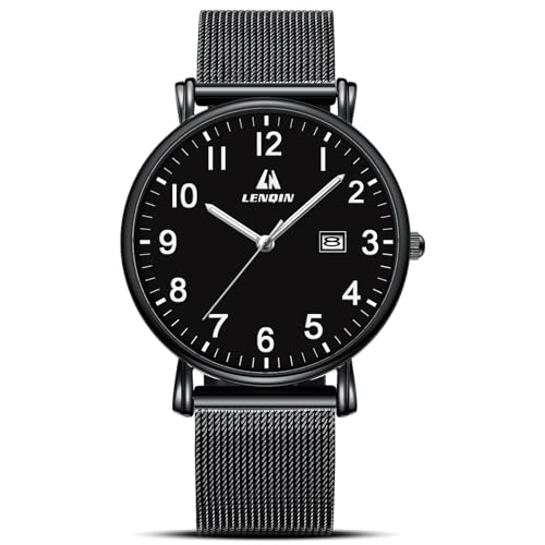 LN LENQIN Herren Uhr Edelstahl Uhren Herren Männer Analog Quarz Armbanduhren 30M wasserdichte Mode Casual Uhr für Männer