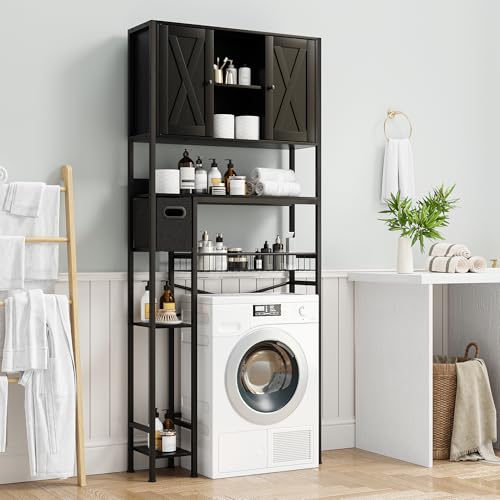 IDEALHOUSE Over The Toilet Storage Cabinet - 2-Door Design Bathroom Organizers Shelf, Freestanding Space-Saver Above Toilet Storage Cabinet with Toilet Paper Holder, Water-Resistant Toilet Shelves - image 2